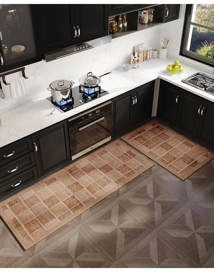 Japanese Kitchen Mat Long Rug Absorbs Water and Oil, Quick-drying, Non-slip Floor Mats, Anti-fall and Dirt-resistant Doormat