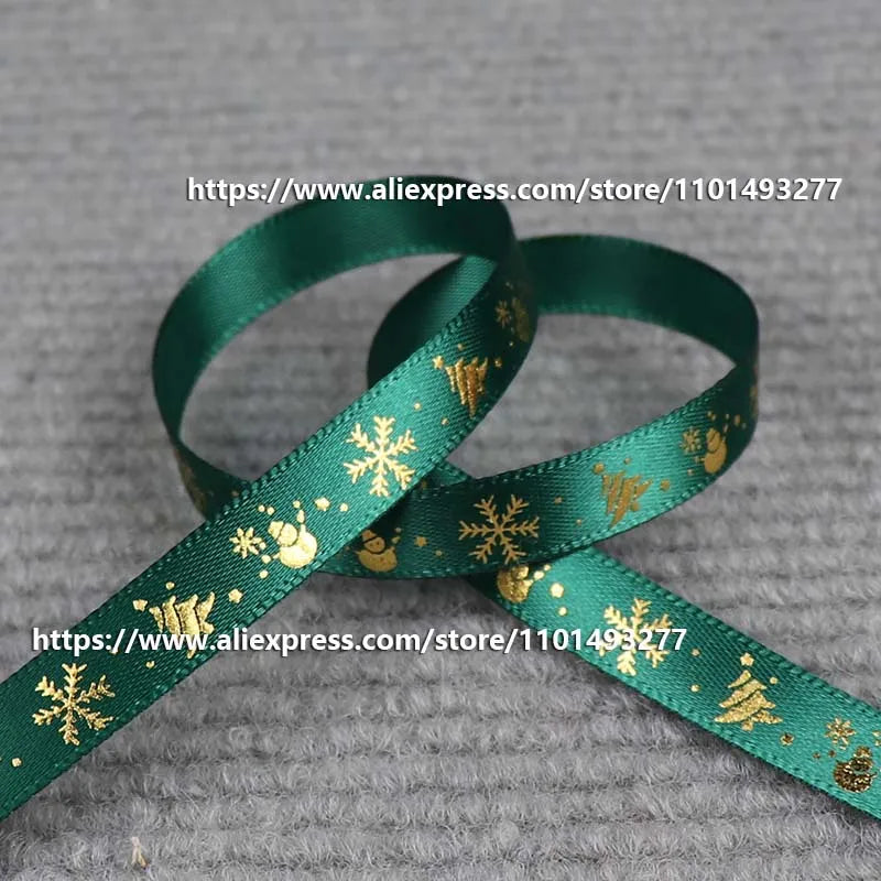 5 Yards/20 Yards 10MM Christmas Ribbon Printed Polyester Grosgrain Ribbons For Decor Gift Wrapping Hair Bows Ribbon For Crafts
