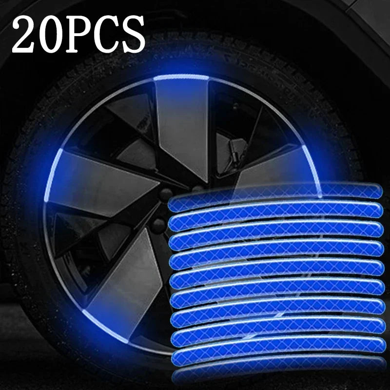 Car Wheel Hub Reflective Stripes Sticker Driving Safety Tire Decor Warning Sticker Warning Reflective Tape Car Accessories