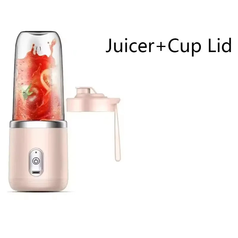 Electric Juicer 6 Blades USB Smoothie Blender Portable Wireless Mini Charging Fruit Squeezer Ice Crush Cup Kitchen Tool