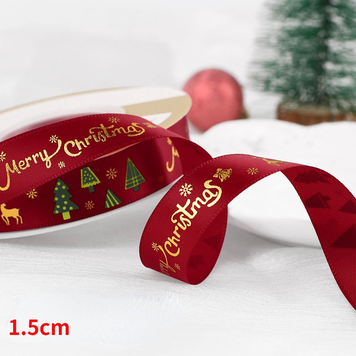 5yards Christmas Ribbon Printed Christmas Polyester Ribbon For Handmade Design Christma Decoration DIY Cake Bouquet Gift Packing