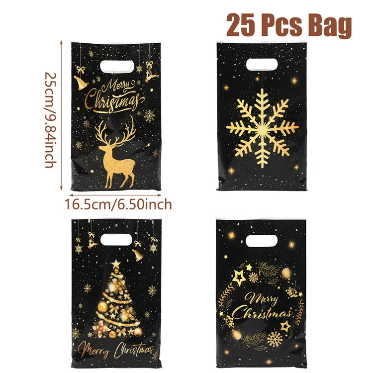 10/25/50pcs Christmas Gift Bags Christmas Party Decoration 2025 Xmas Santa Claus Cute Hand Bags Navidad Natal New Year Gift 2026