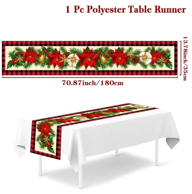 Christmas Table Runner Merry Christmas Decoration for Home Table 2024 Xmas Ornament Navidad Notal Noel Happy New Year Gifts 2025