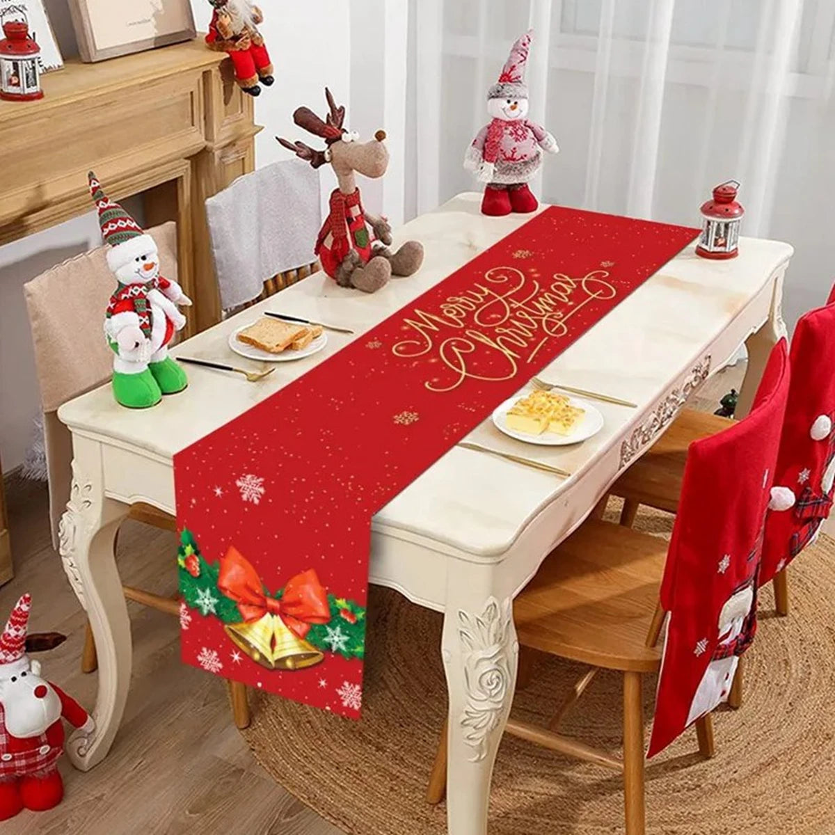 Christmas Table Runner Merry Christmas Decoration for Home Table 2024 Xmas Ornament Navidad Notal Noel Happy New Year Gifts 2025