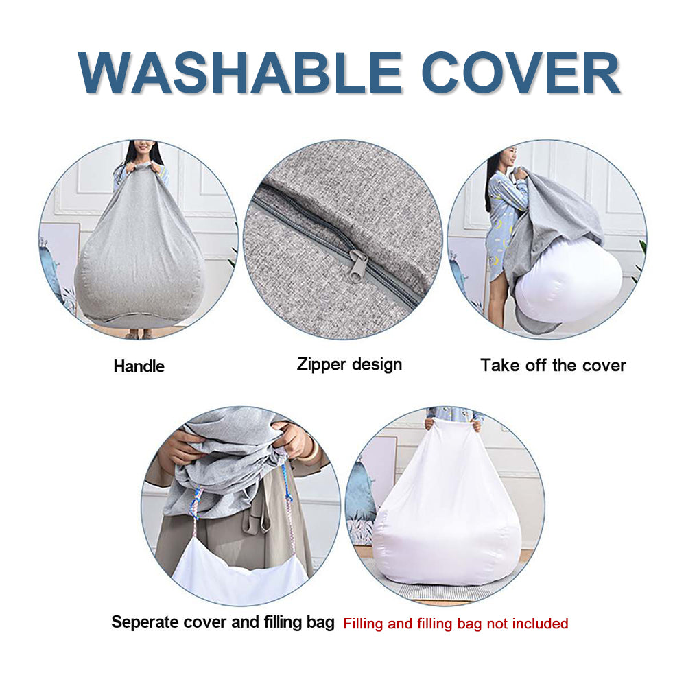 Large Small Lazy Sofa Cover Chairs Without Filler Linen Cloth Lounger Seat Bean Bag Pouf Puff Couch Tatami Living Room