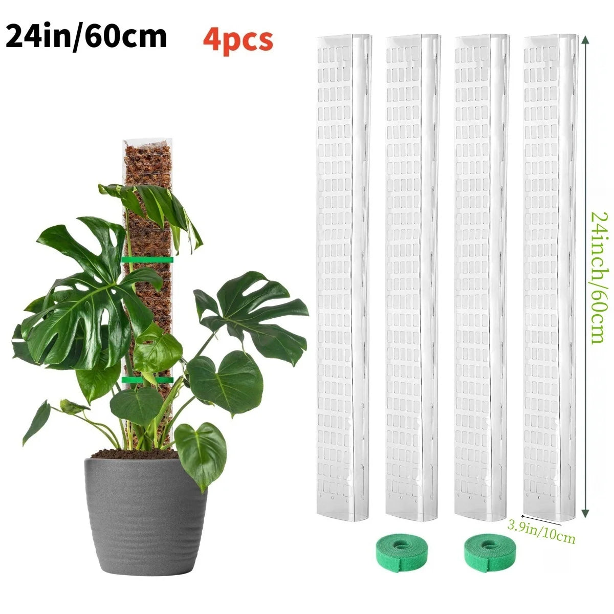 Plastic Moss Pole for Plants Monstera,24in/36in/48 inch Plant Poles for Climbing Plants Indoor Plant Support Garden Growth Stake