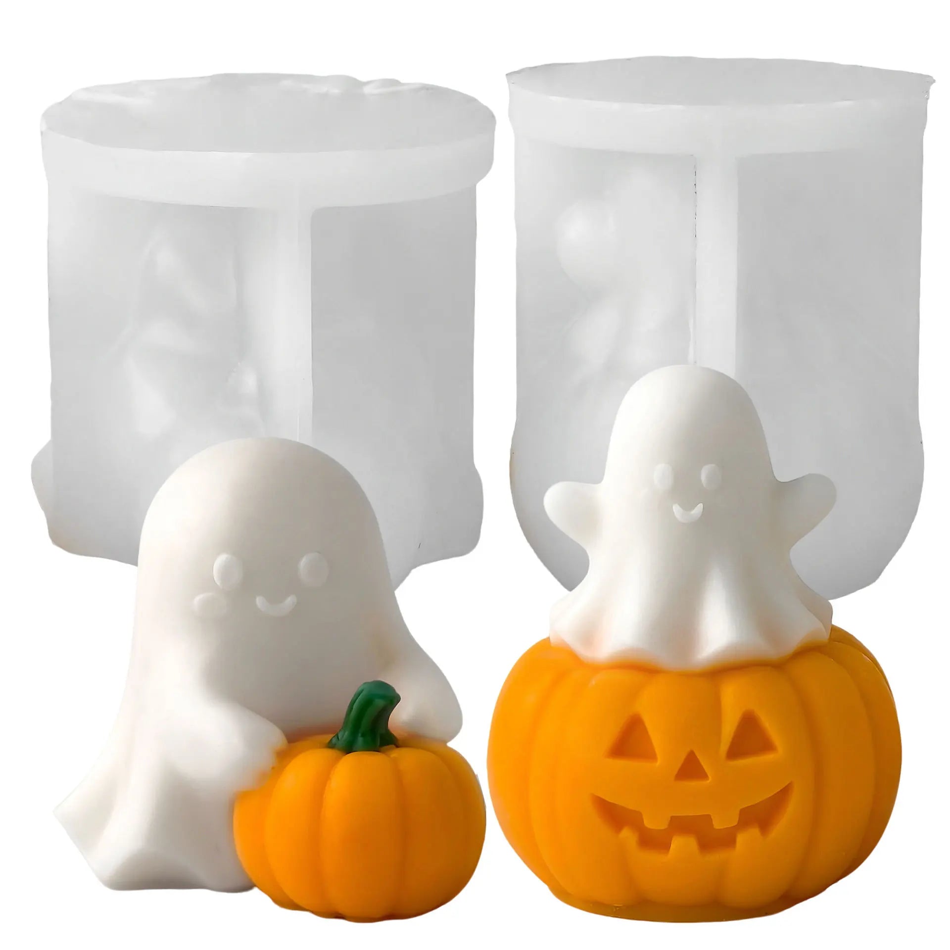 Silicone Mold for Candles Pumpkin and Ghost Shape Room Aromatherapy Plaster DIY Pumpkin Candlestick Candle Molds Halloween Decor