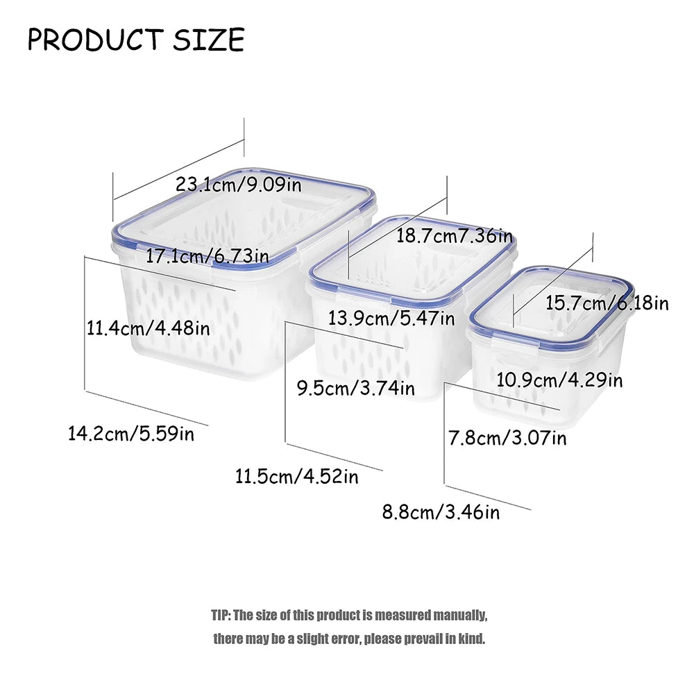 Fruit Storage Containers for Fridge with Removable Colander, Airtight Food Storage Container, Dishwasher Safe Produce Saver