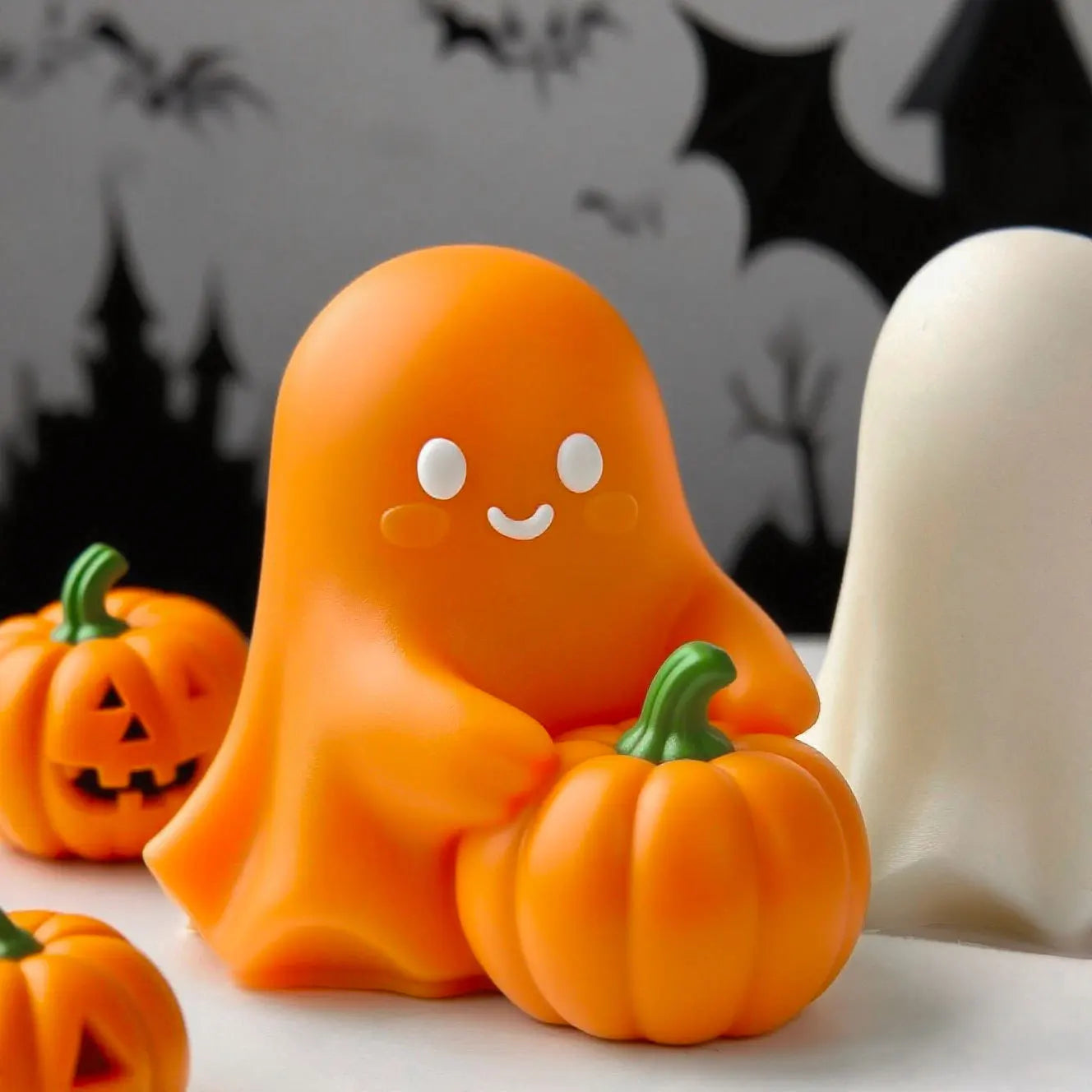Silicone Mold for Candles Pumpkin and Ghost Shape Room Aromatherapy Plaster DIY Pumpkin Candlestick Candle Molds Halloween Decor
