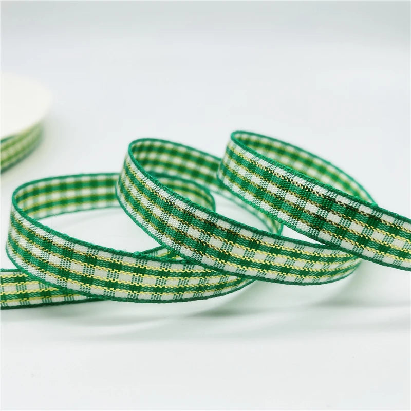 5yards/Lot 10mm Plaid Ribbon Christmas Decor Ribbon For Handmade Design Christmas Decoration DIY Gift Wrapping