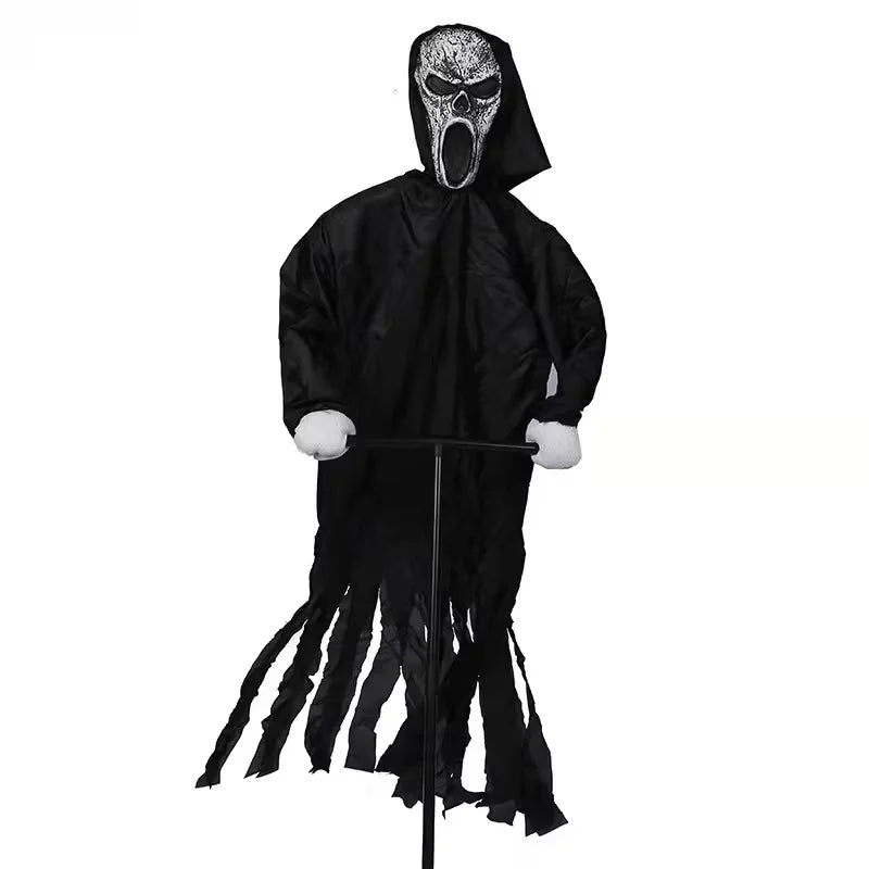 Garden Ghostface Scarecrow Halloween Decor Outside Hanging Scary Ghost Scarecrow Decorations Creative Courtyard Bird Repeller
