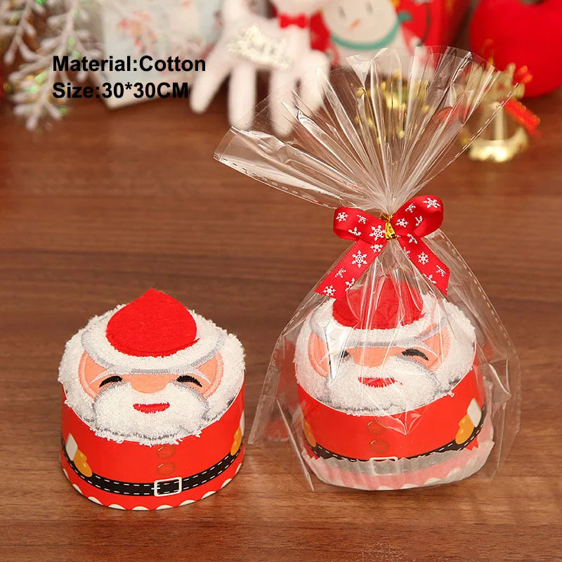 Christmas Cake Shape Towel Snowman Dinner Decor New Year 2023 Embroidered Towel For Home Christmas Tree Towels Children'S Gifts
