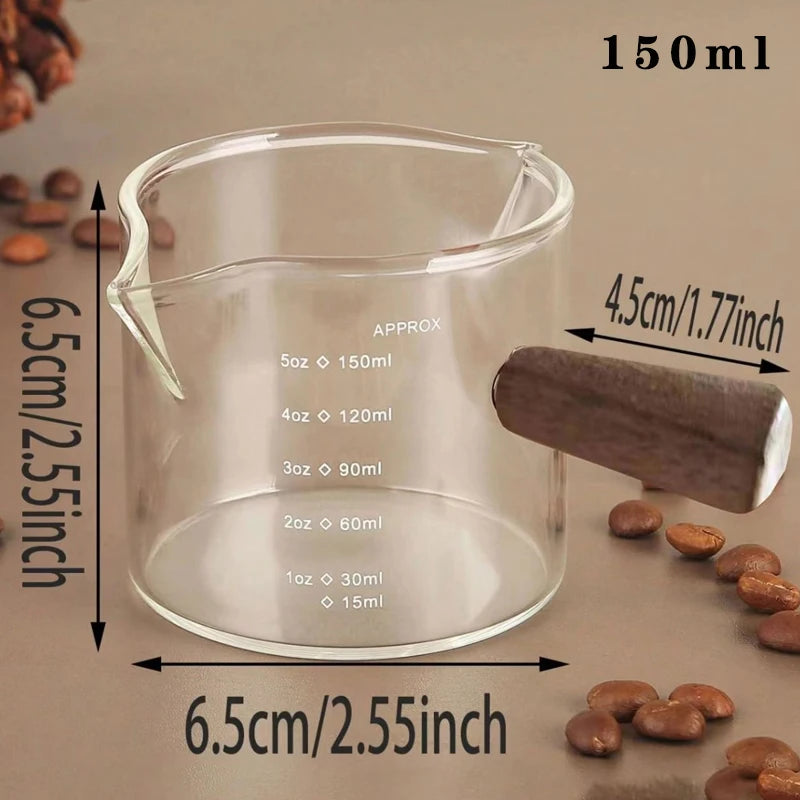 75ml Glass Espresso Measuring Cup Double/Single Mouth Glass Milk Jug with Handle Glass Scale Measuring Mugs