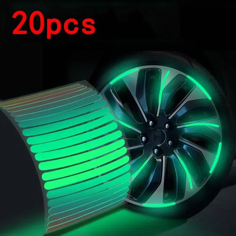 Car Wheel Hub Reflective Stripes Sticker Driving Safety Tire Decor Warning Sticker Warning Reflective Tape Car Accessories