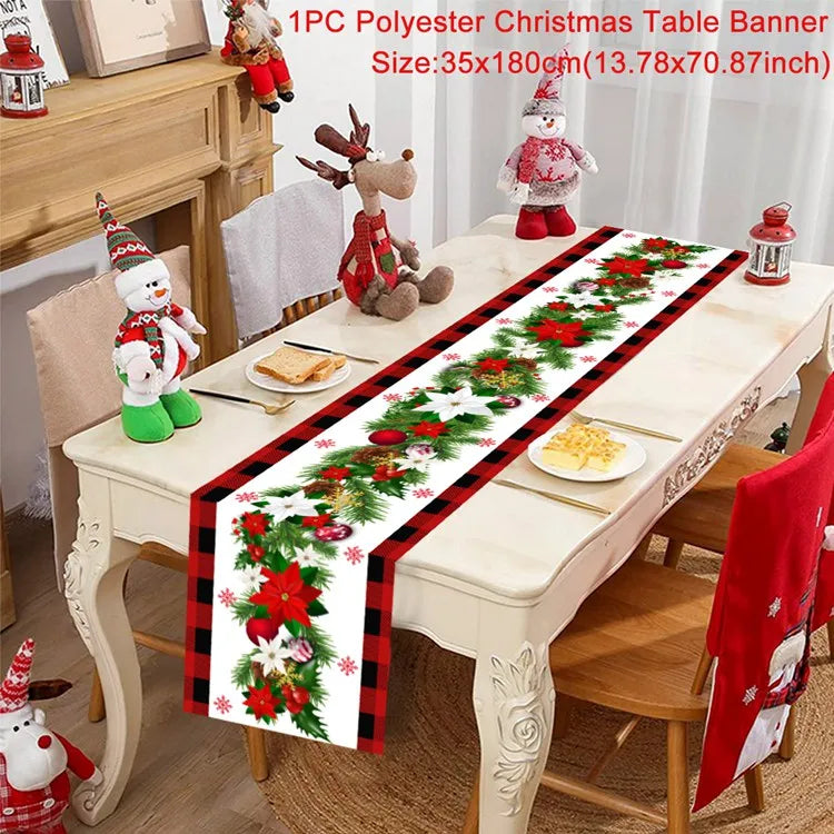 Christmas Table Runner Merry Christmas Decoration for Home Table 2024 Xmas Ornament Navidad Notal Noel Happy New Year Gifts 2025