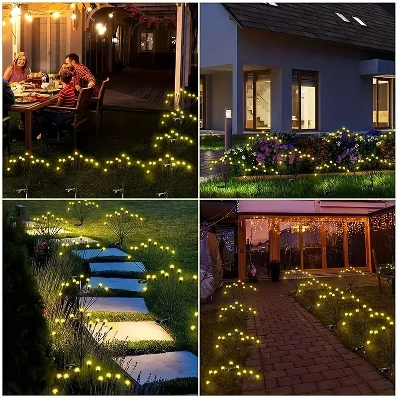 Solar LED Lights Garden Firework Warm Lights Outdoor 6/8 LEDs Waterproof Firefly Lawn Lamps Patio Pathway Decoration