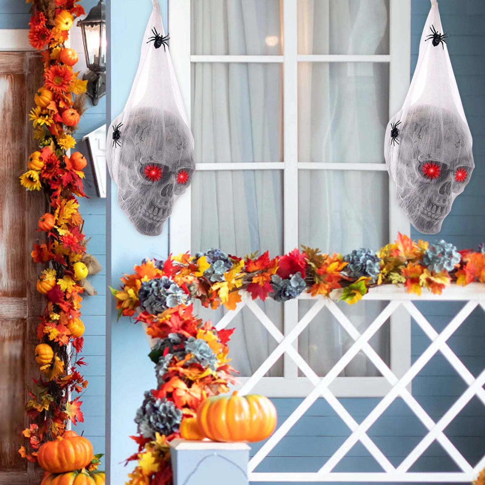 Simulated Spooky Yard Decoration Horror Glowing Sound-Controlled Skull Prop Halloween Terrifying Atmosphere Decoration Supplies