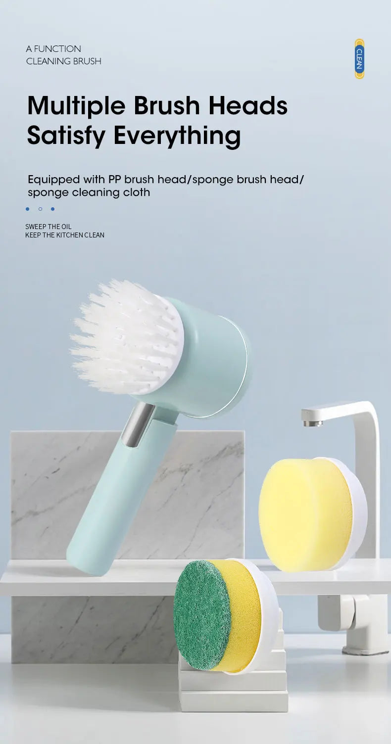 Electric Spin Scrubber, Bathroom Cordless Cleaning Brush Power Scrubber with 5 Replaceable Brush Heads, Electric Cleaning Brush