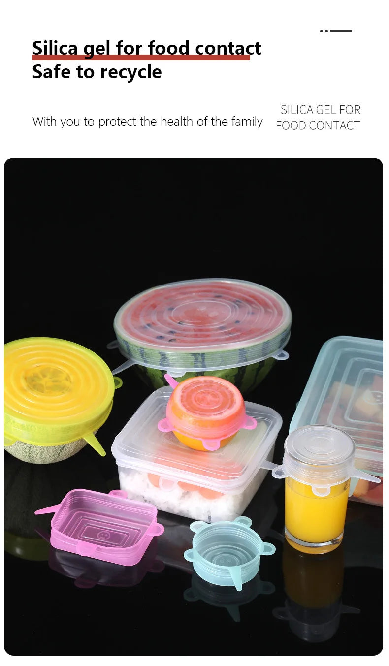 Silicone Six-Piece Set Fresh-Keeping Cover Stretch 6-Piece Set Bowl Cover Refrigerator Microwave Sealed Fresh-Keeping Film