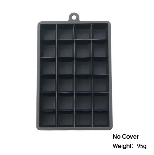 24 Hole Silicone Ice Cube Tray with Lid Non Toxic Big Square Ice Maker for Cocktails Party Drinks Puree Cheese Jelly Mold