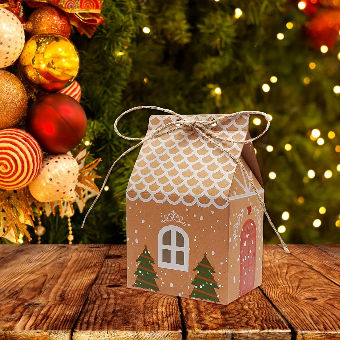 24/60pcs Christmas Cow Paper Boxes, Mini House Shaped Gift Bags, Party Favors Decorations, Wedding Favor Boxes, Winter Christmas New Year Gifts, Best for Christmas