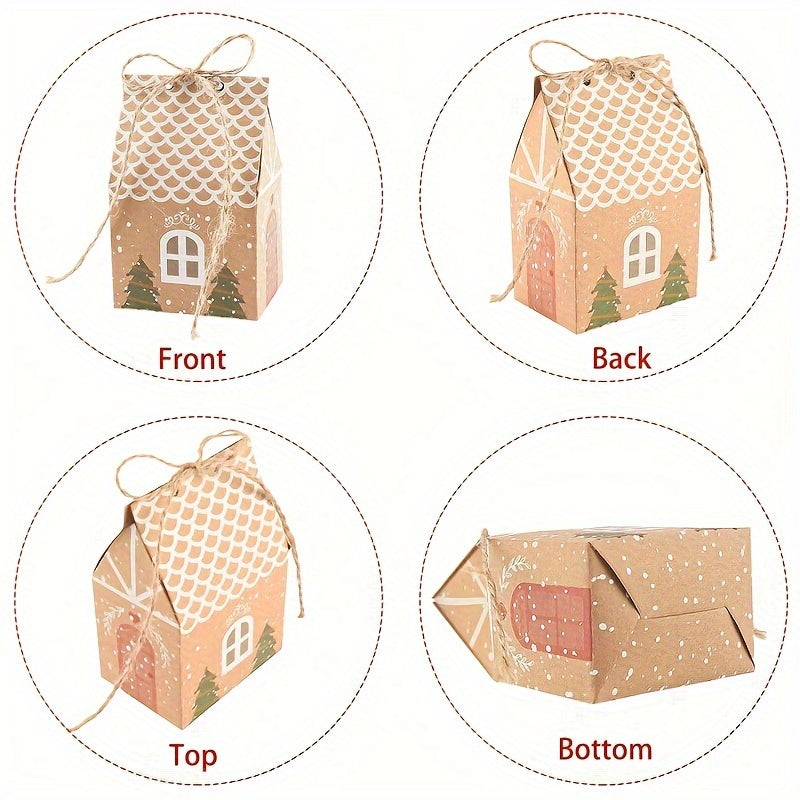 24/60pcs Christmas Cow Paper Boxes, Mini House Shaped Gift Bags, Party Favors Decorations, Wedding Favor Boxes, Winter Christmas New Year Gifts, Best for Christmas