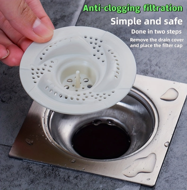 Vortex Floor Drain & Anti-Clogging Rotary Hair Collector - Heavy-Duty Plastic Sink Drain Cover with Vortex System, Fit for Shower, Bathtub, Sinks - Easy-Clean Bath/Kitchen Drain (No Chemicals/Drain Snake Needed) - Cozy Home