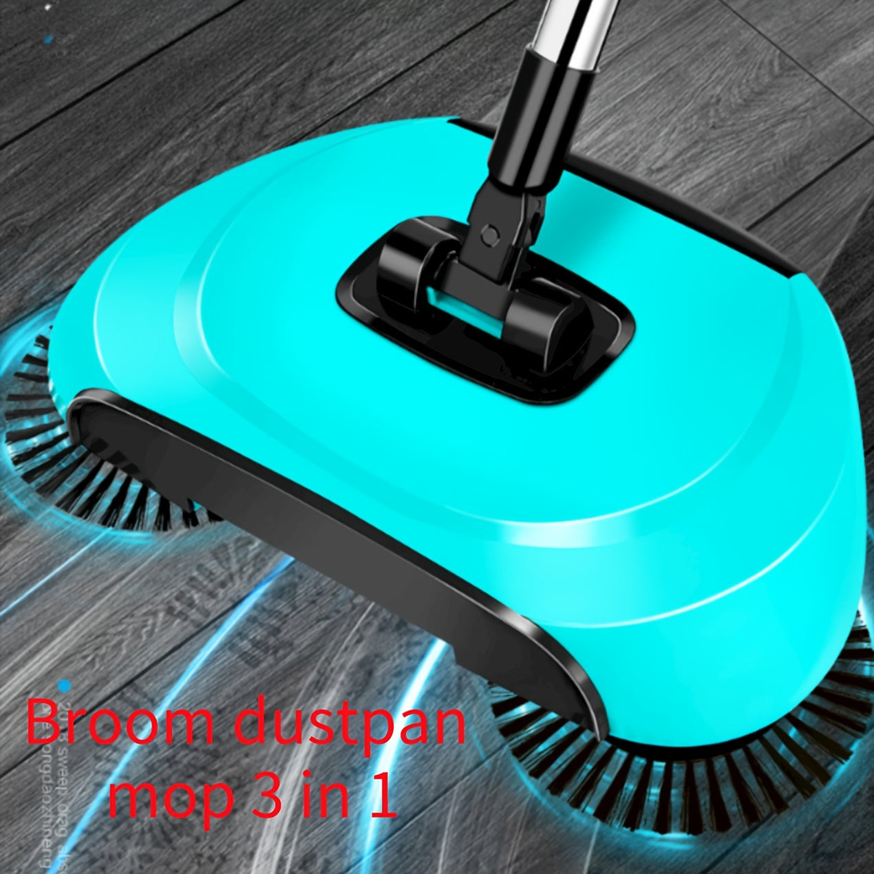 3-in-1 Cordless Push Broom Dustpan & Mop Combo - Lightweight Ergonomic Handle, Durable Plastic for Hardwood Floors & Tile - Space-Saving Multi-Functional Cleaning Tool for Home Use, Modern Aesthetic, Efficient Design - Cozy Home