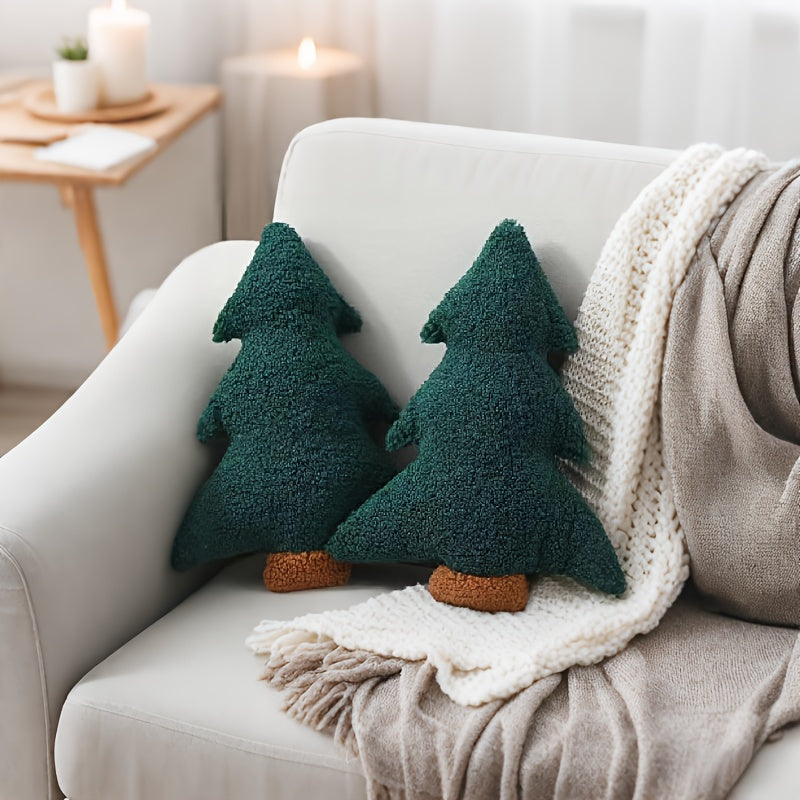 Christmas Tree Throw - Vintage Style, Zipper Closure, Polyester, All-Season Decorative for Living Room, Sofa, Bed, Christmas Decorations For Home, Best For Christmas