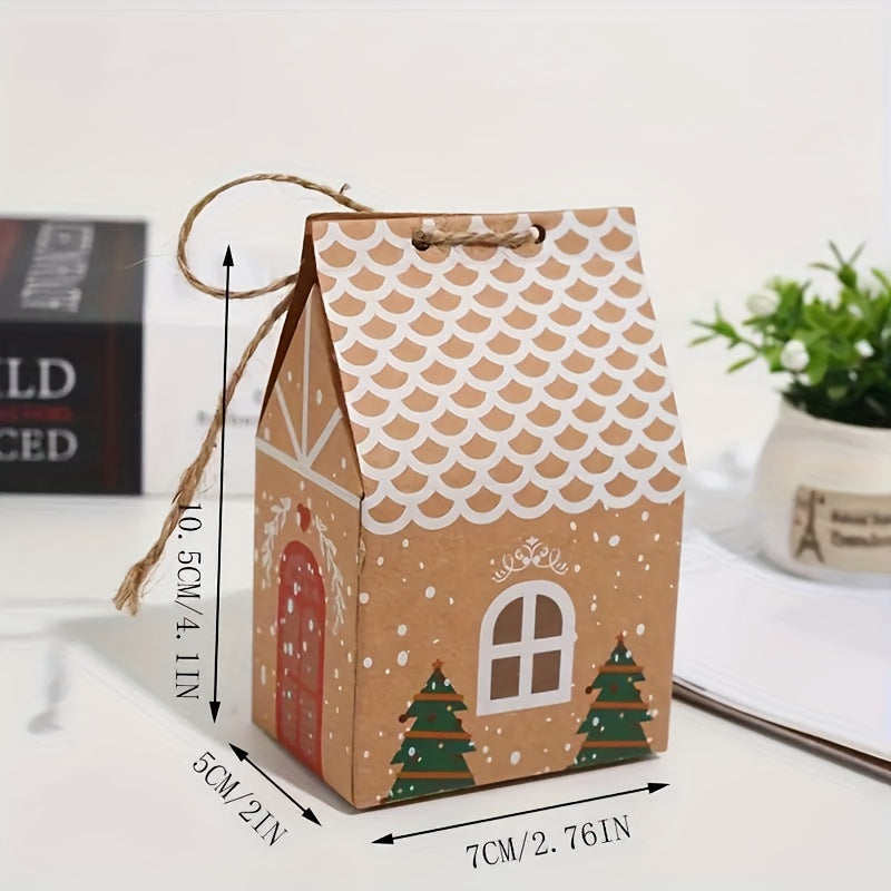 24/60pcs Christmas Cow Paper Boxes, Mini House Shaped Gift Bags, Party Favors Decorations, Wedding Favor Boxes, Winter Christmas New Year Gifts, Best for Christmas