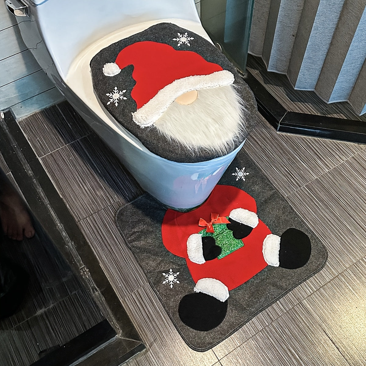 Christmas Toilet Cover Decoration Set Bathroom Toilet Santa Claus Decoration Supplies
