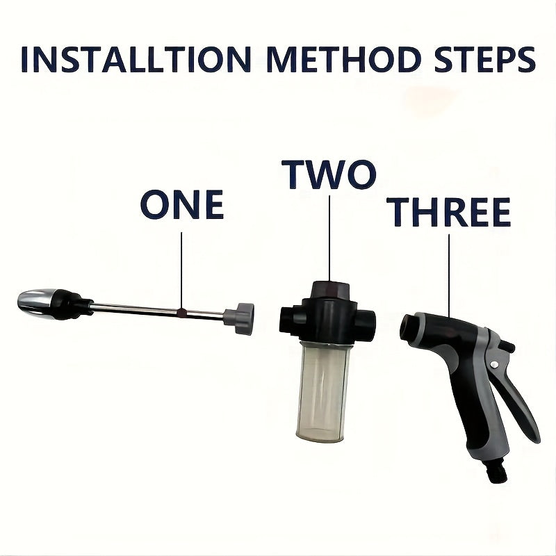 Heavy-Duty High-Pressure Water Gun with Long Handle - Powerful Spray nozzle for Car Washing, Garden, Vehicles, Home - Ergonomic Grip, Compatible with Hose Connectors - Ideal for Professionals & Home Use, Outdoor Cleaning, Ver