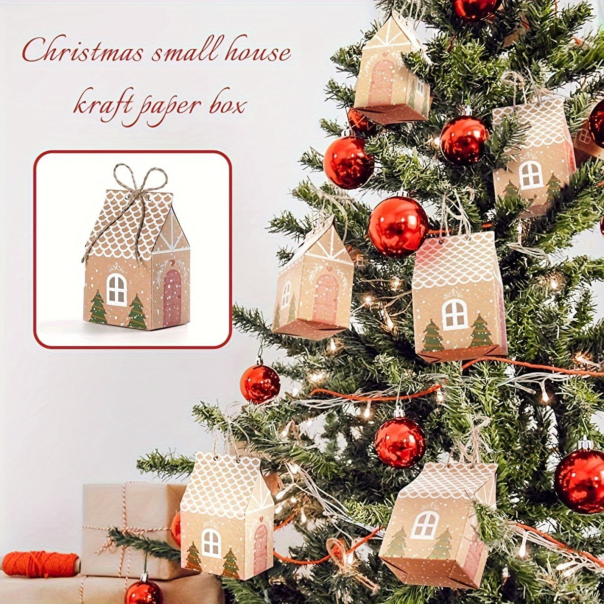 24/60pcs Christmas Cow Paper Boxes, Mini House Shaped Gift Bags, Party Favors Decorations, Wedding Favor Boxes, Winter Christmas New Year Gifts, Best for Christmas