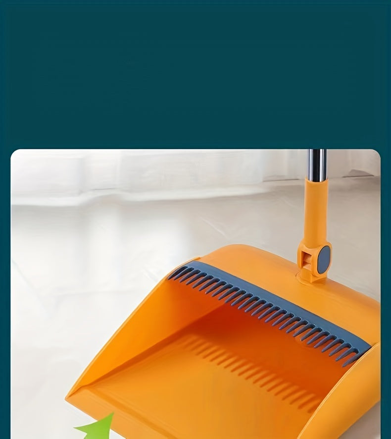 1set, Household Broom And Dustpan Set, Long Handle Floor Cleaning Broom Dustpan Set, Rotatable Broom And Dustpan With Comb Tooth, To Remove Dust And Garbage, For Home, Kitchen, Room, Office, Cleaning Supplies, Cleaning Tool, - Cozy Home
