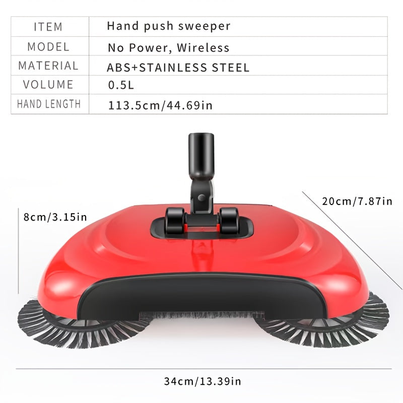 3-in-1 Cordless Push Broom Dustpan & Mop Combo - Lightweight Ergonomic Handle, Durable Plastic for Hardwood Floors & Tile - Space-Saving Multi-Functional Cleaning Tool for Home Use, Modern Aesthetic, Efficient Design - Cozy Home