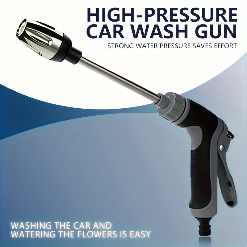 Heavy-Duty High-Pressure Water Gun with Long Handle - Powerful Spray nozzle for Car Washing, Garden, Vehicles, Home - Ergonomic Grip, Compatible with Hose Connectors - Ideal for Professionals & Home Use, Outdoor Cleaning, Ver