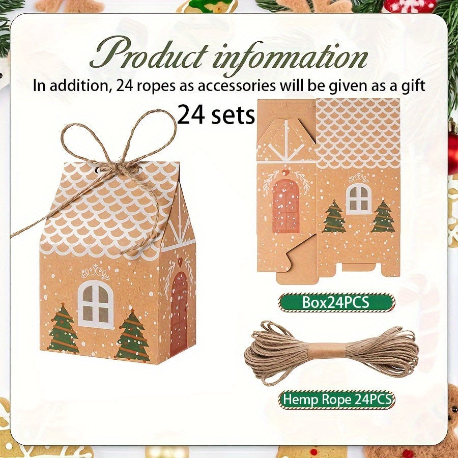 24/60pcs Christmas Cow Paper Boxes, Mini House Shaped Gift Bags, Party Favors Decorations, Wedding Favor Boxes, Winter Christmas New Year Gifts, Best for Christmas