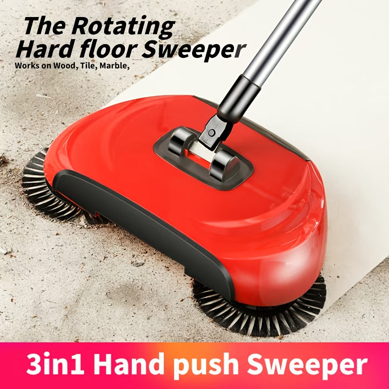 3-in-1 Cordless Push Broom Dustpan & Mop Combo - Lightweight Ergonomic Handle, Durable Plastic for Hardwood Floors & Tile - Space-Saving Multi-Functional Cleaning Tool for Home Use, Modern Aesthetic, Efficient Design - Cozy Home