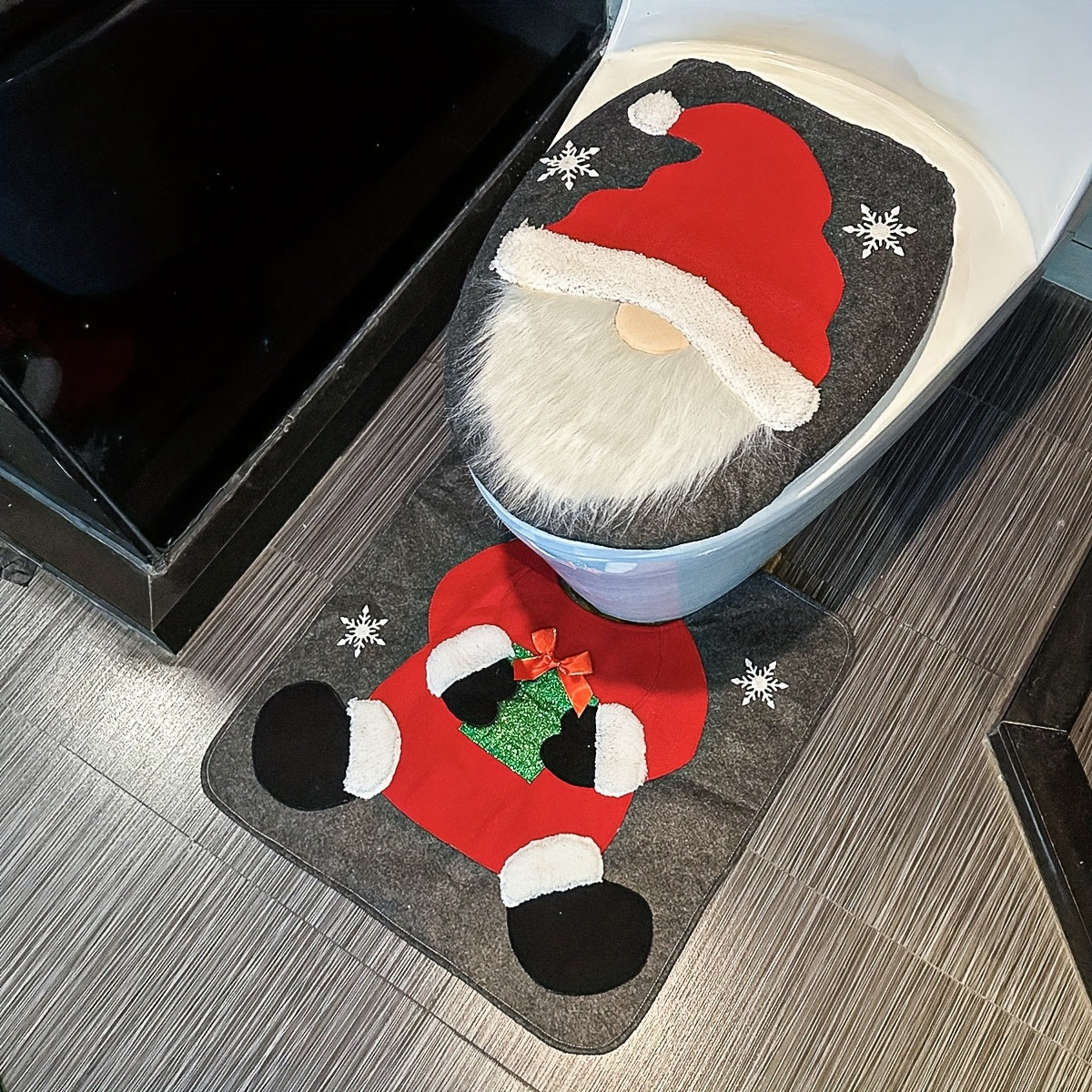 Christmas Toilet Cover Decoration Set Bathroom Toilet Santa Claus Decoration Supplies