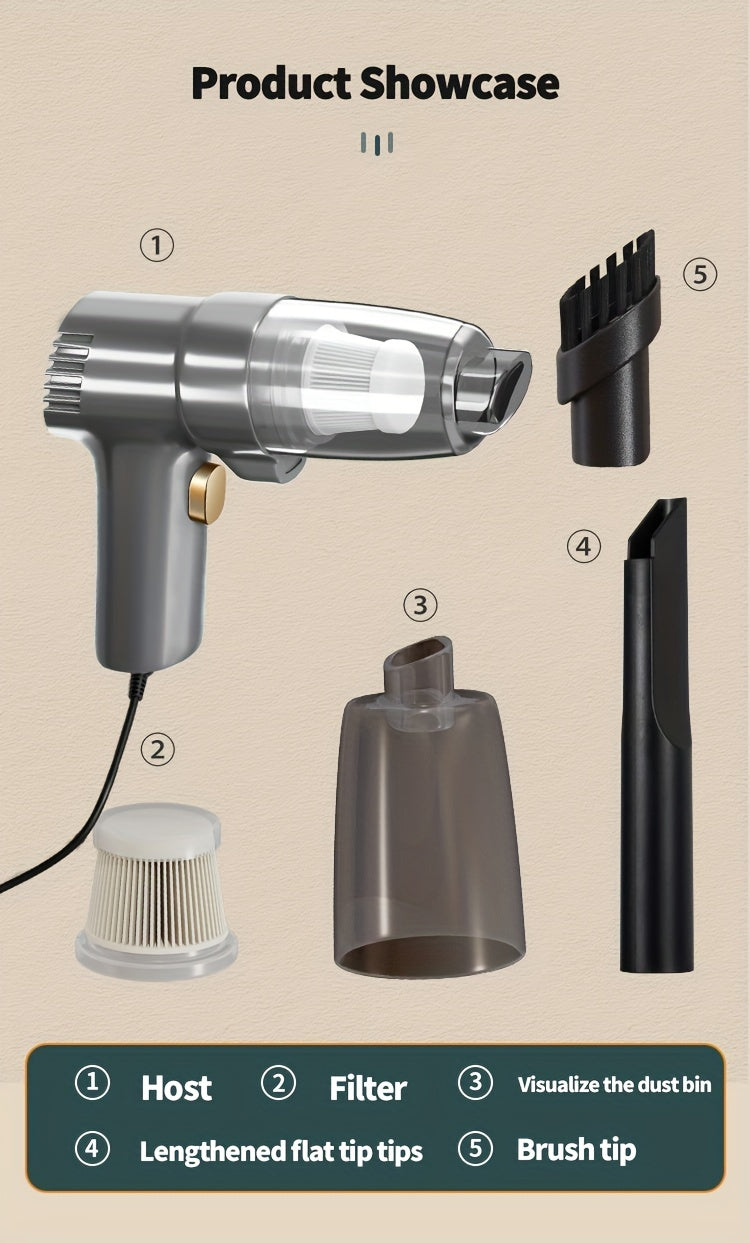 Car Vacuum Cleaner - Powerful 3Kpa Suction, Corded (3M), Lightweight Handheld Car Vacuum Cleaner, Single-Point Exhaust, Suitable for Cars, Trucks, Home - Lightweight And Portable, Without Battery