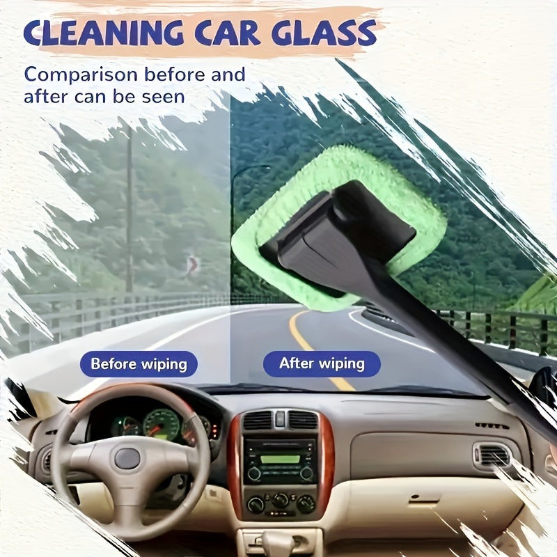 Car Window Cleaning Brush Kit for Windshield Cleaning Tools, Interior Car Wiper with Long Handle, Automotive Accessories.