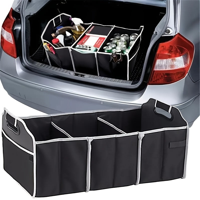 Foldable Car Trunk Storage Bag, Waterproof Car Storage Bag, Portable Large Capacity Trunk Storage Bag With 3 Compartments, Universal Version Suitable For SUV, Sedans, Trucks