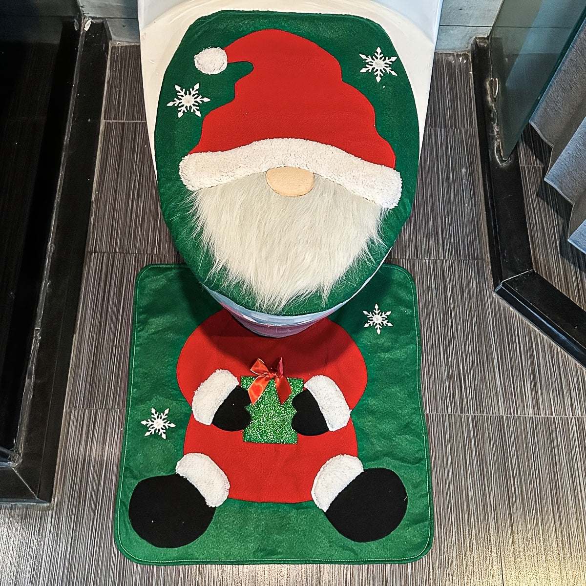 Christmas Toilet Cover Decoration Set Bathroom Toilet Santa Claus Decoration Supplies