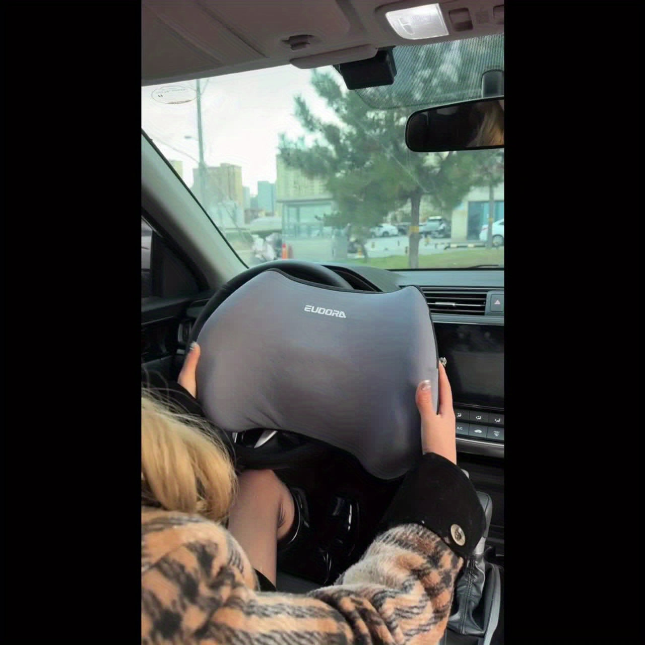 Car Headrest & Lumbar Cushion Set | Autumn/Winter Comfort Upgrade | Ergonomic Fit Design | High-Density Foam Filling | Comfortable for Long Drives | Includes 1 Headrest + 1 Lumbar Cushion