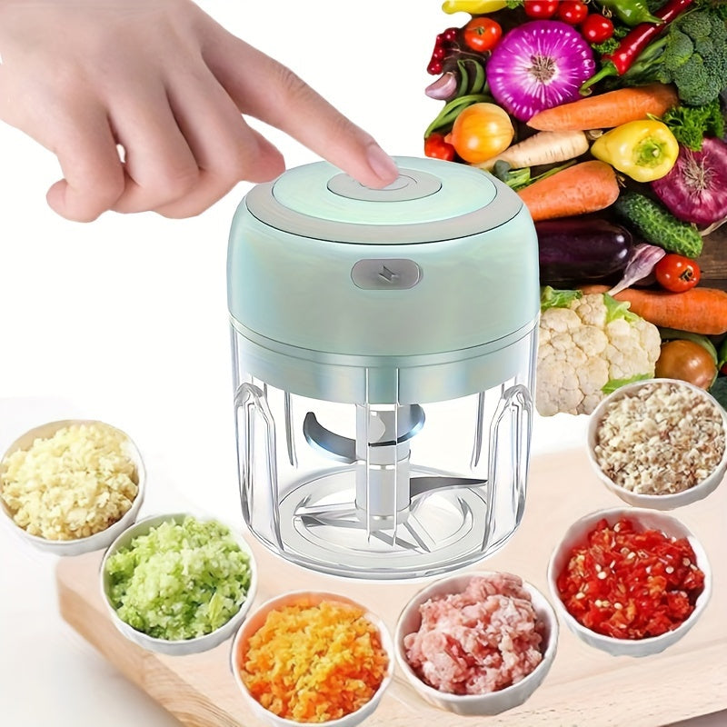 1pc RZSYZH 8.45oz USB Rechargeable Electric Food Processor - Stainless Steel Blades, Auto-Chopping, Multi-Color Kitchen Gadget for Smoothies, Dough Kneading & Meal Prep, Durable Plastic Body, Compact Design, Smoothie Maker, S - Cozy Home